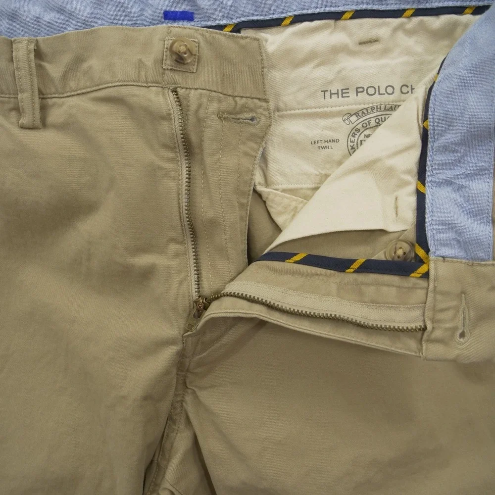 Polo Ralph Lauren Pants Mens 36 Beige Chino Flat Front Golf  Cotton Pony Logo